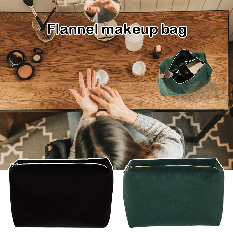 

Flannel Makeup Bag Large Capacity Skincare Storage Bag Portable and Minimalist Skin Care Bag Fashion and Simple