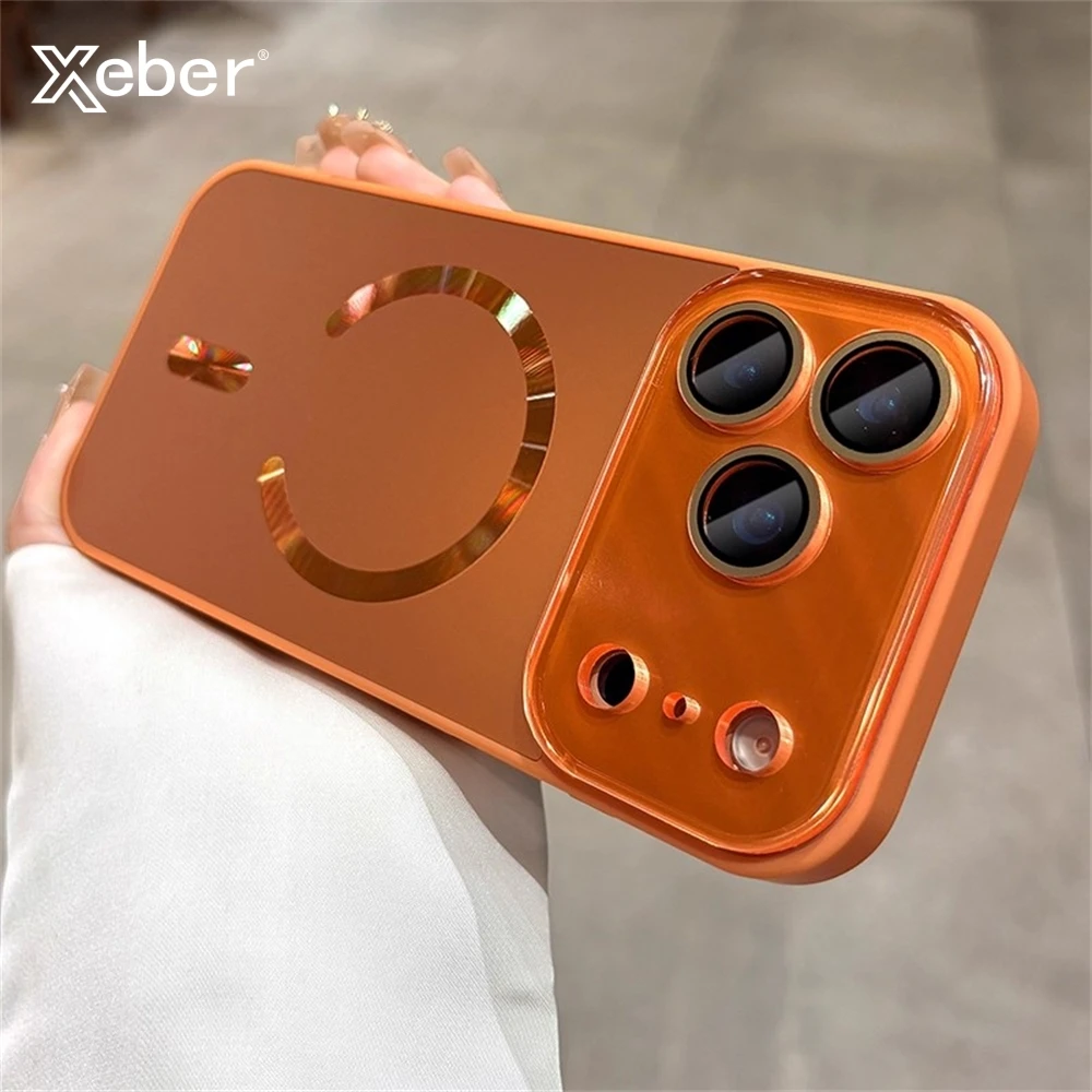 Laser Große Fenster Kamera Matte Glas Schützen Für Magsafe Fall Für iPhone 17 16 15 14 13 Pro Max Magnetische Drahtlose Lade abdeckung