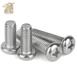 20/50pcs Cross Recessed Pan Head Screws M3 M4 M5 M6 304 Stainless Steel Machine Screw Philips Wood Screw GB818-85 Screw