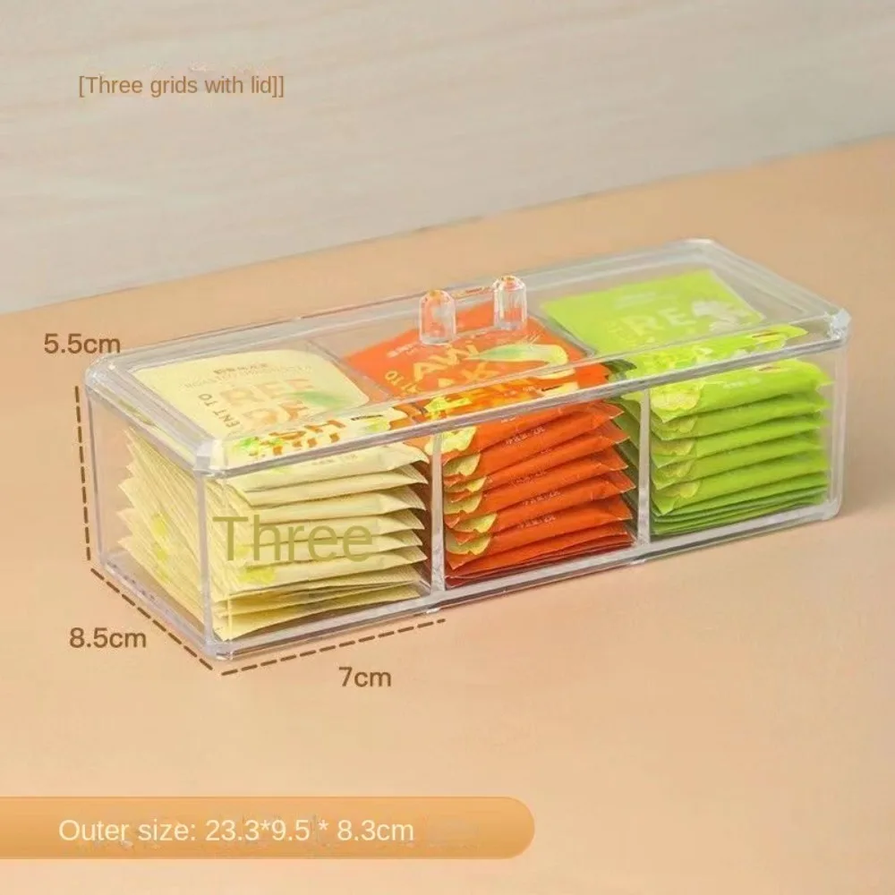 Transparent Acrylic Storage Box 22*8.5*5.5 CM Tea Bag Organizer Kitchen Pantry Cabinet Sort and Organize Storage Shelves