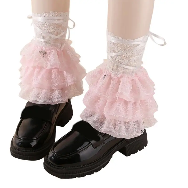 Jambières élastiques en dentelle respirante 652F, accessoires Costume pour jeux rôle, événements mode gothique