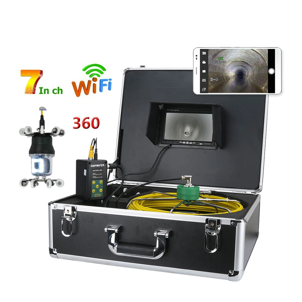 7 Inch Wifi DVR 30M 50MPipe Inspection Video  Drain Sewer Pipeline Industrial    360 Degree Rotating  38 LEDs