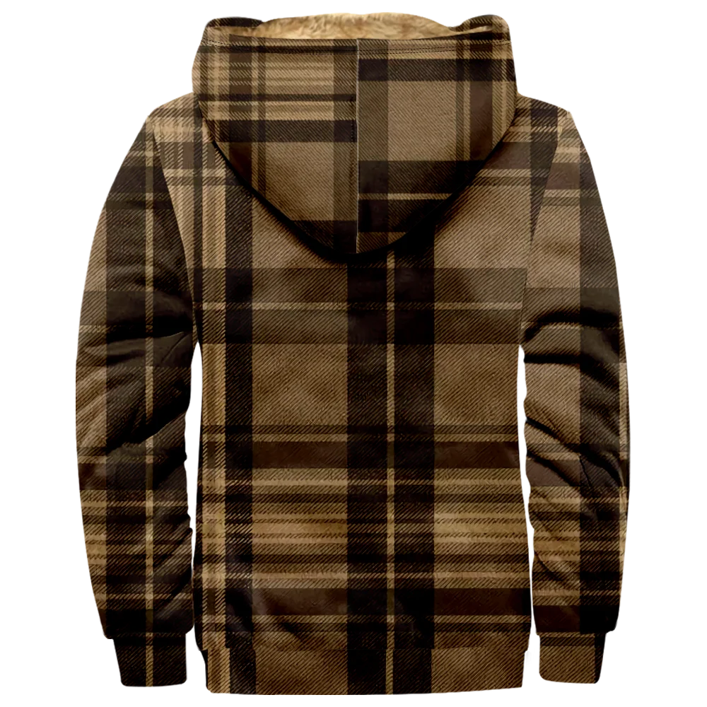 Abrigos de chaquetas de invierno para hombre, ropa de algodón con patrón de cuadros marrón Retro, abrigo portátil de estilo 3D para fiesta