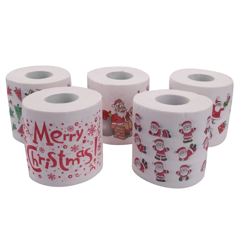 

5 Styles Santa Claus Paper Roll Tissue Paper Towels Christmas Decorations Xmas Santa Office Room Toilet Paper 5 Roll