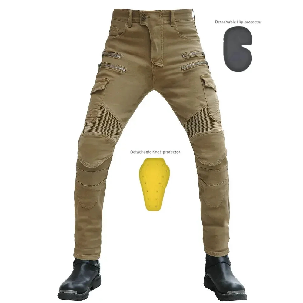 Riding Moto Protective Trousers Motorcycle Zipper Jeans Pants Elastic Slim Breathable Riding Pants For Men Wommen