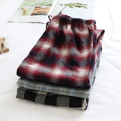 Pajama Pants Men's Flannel Cotton Autumn and Winter Brushed Plaid Long Trousers Warm Homewear Pants Men Sleepwear Pyjama Homme