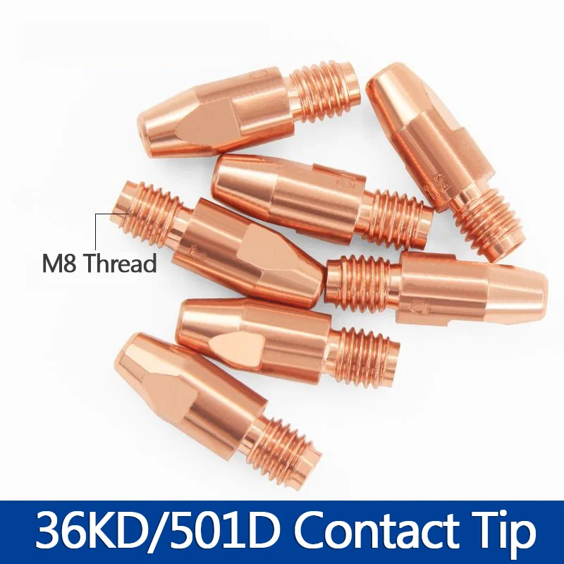 

Европейские аксессуары для газоплазменных сварочных горелок: токопроводящая насадка 36KD, направляющая насадка для проволоки 501D, красная медь, хромированная медь.