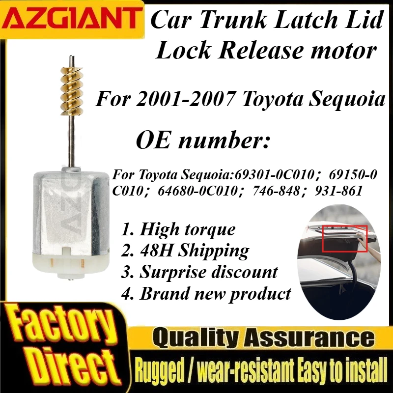 For 2001-2007 Toyota Sequoia Azgiant DC 12V Car Trunk Latch Lid Lock Release Motor High Performance Motors Brand New Auto Parts