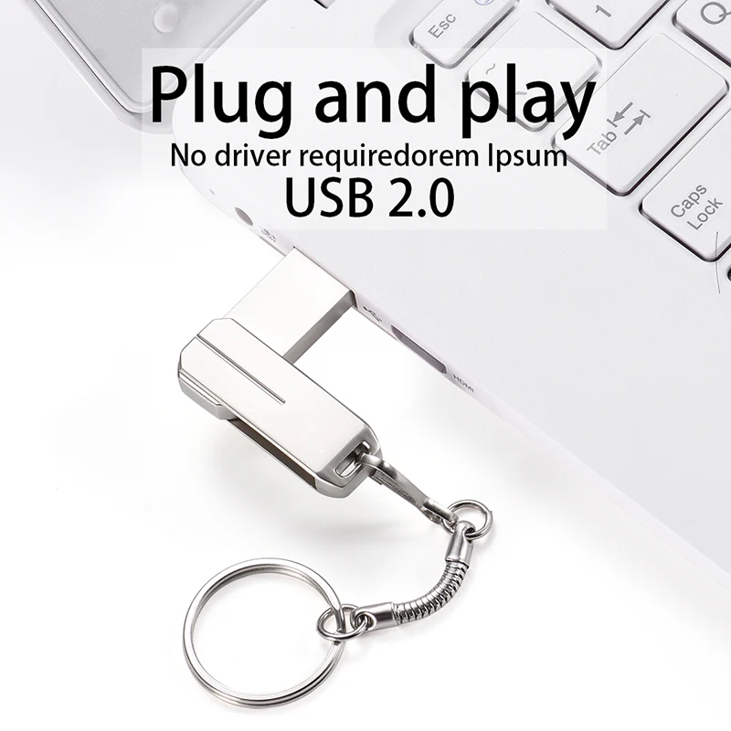 Mini Metal USB Flash Drive 128GB Business Gifts Pen Drive 64GB Free Key Chain Memory Stick 32GB Cle USB Stick Rotatable Pendrive