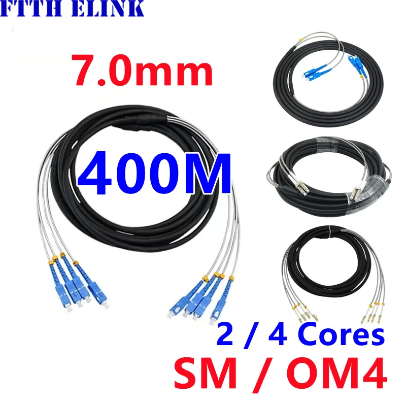 400mtr 2C 4C Outdoor CPRI Fiber optic Patchcord SM OM4 LC SC FC ST 2 cores 4 core cable Singlemode FTTH jumper ELINK