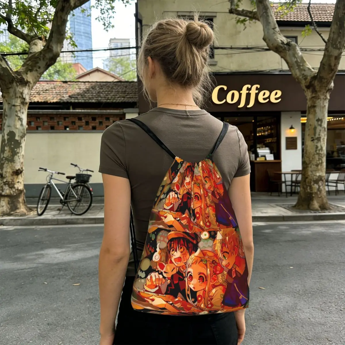 Mochilas de anime Toilet Bound Hanako Kun, mochilas casuales con cordón, bolsa deportiva con bolsillo, mochilas escolares para hombre y mujer.