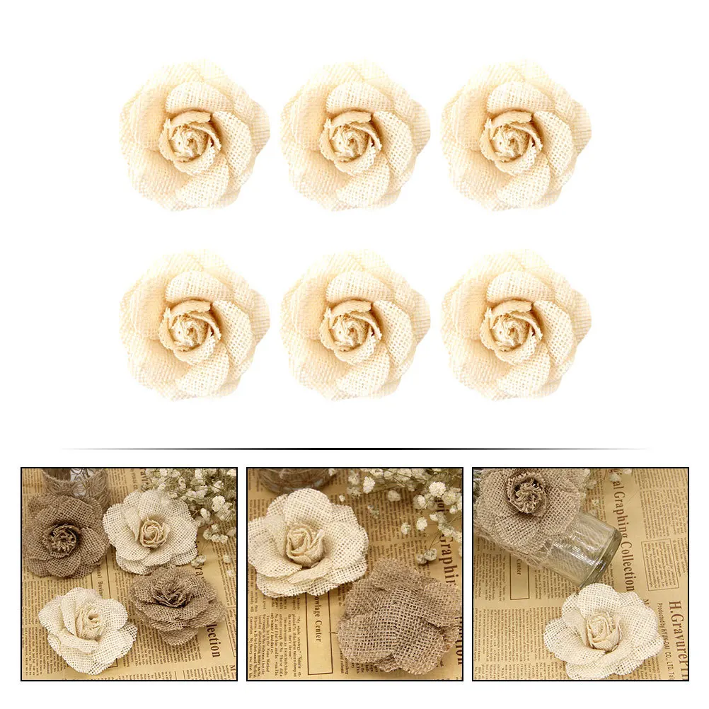 

6pcs Shoe Flower Decor Linen Diy Clothes Accessories Creative Embellishment For Wedding Party Cosplay Decorative Garment Flower