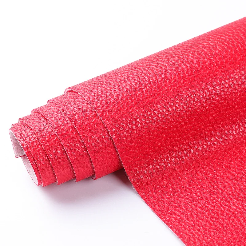 Faux Leather Lychee Pattern Pvc/semi PU Knitted Embossed Synthetic Leather Vinyl, Soft Touch Waterproof Pu for Upholstery Fabric