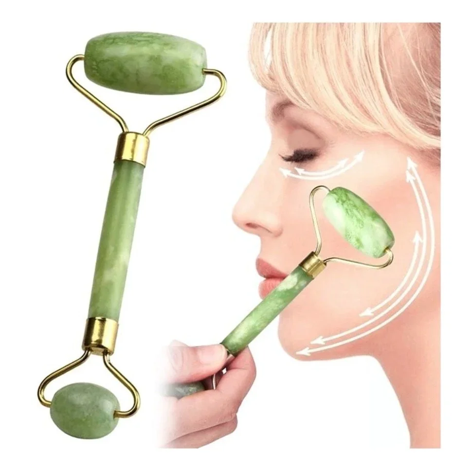 2pcs/set Natural Jade Face Roller Guasha Scraper Kit Skin Beauty Care Full Body Massager Gua Sha Scraping Board Detox Tool