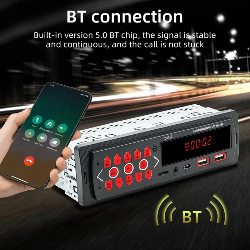 Car MP3 Player Smart Bluetooth Hands-Free Car Radio Audio Stereo Dashboard Bluetooth Multimedia Car Radio Player D3410