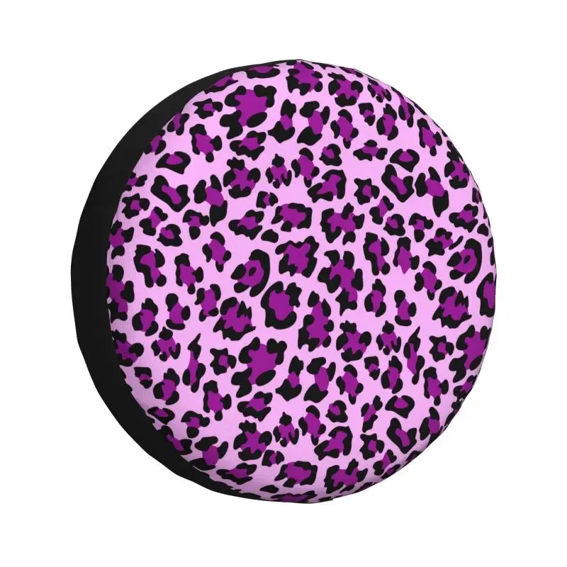 Cute Purple Leopard Print Spare Wheel Cover for Jeep 4WD Trailer Custom Animal Seamless Tire Protector 14" 15" 16" 17" Inch