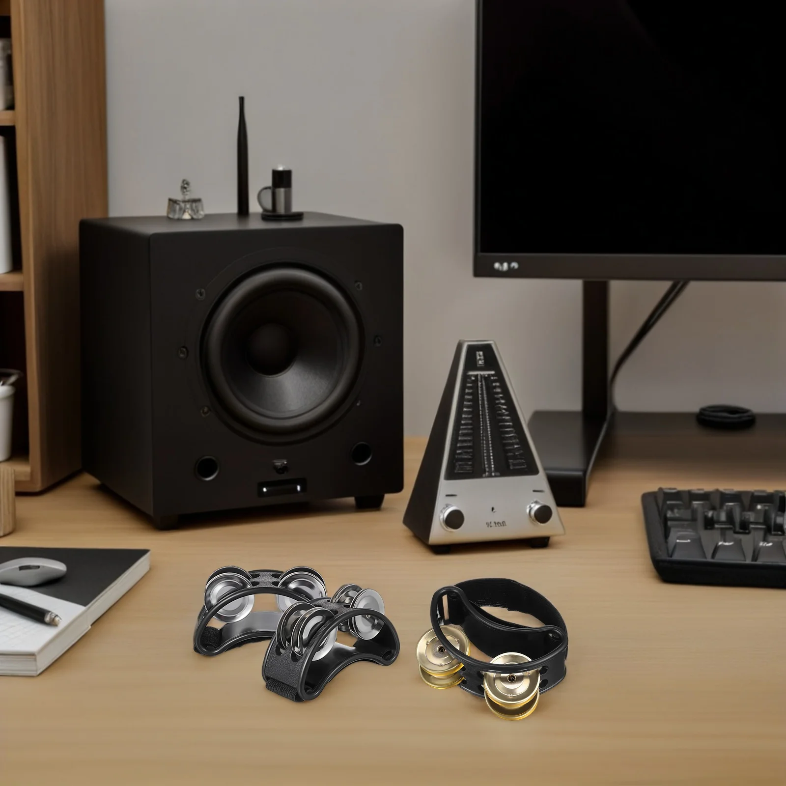 

4Pcs Double Row Foot Tambourine Foot Percussion Pedal for Concerts Practice Metal Bells Musical Instrument for Adults