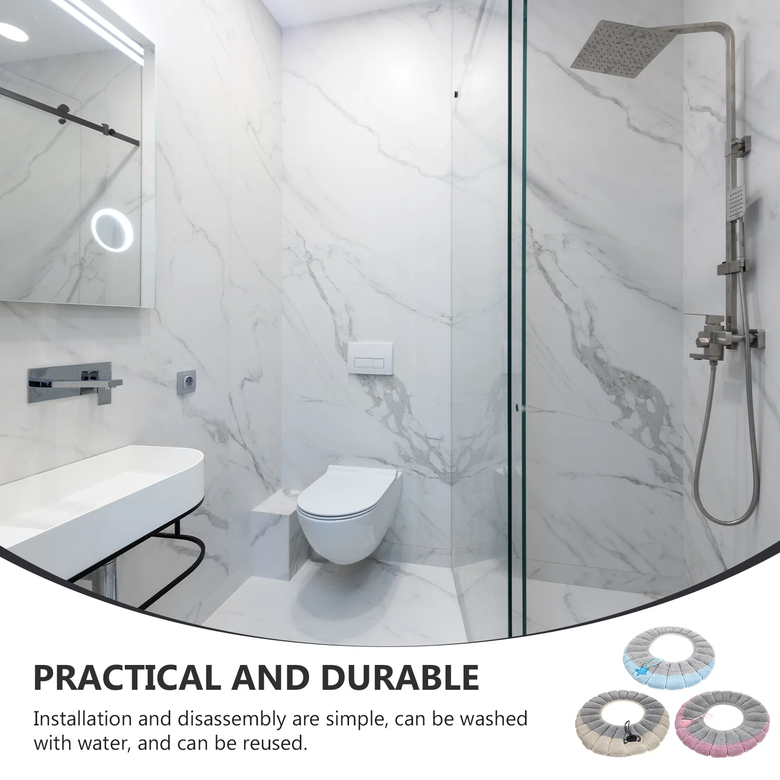 

3 шт. утолщенные водонепроницаемые коврики для сидений, складные легкие для круглых квадратных туалетных принадлежностей для ванной комнаты, аксессуары для туалета