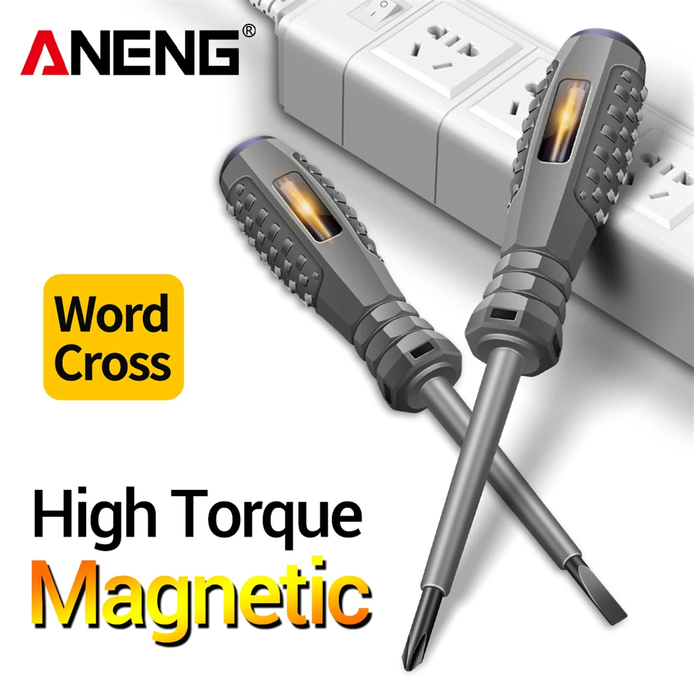 ANENG B04 Slotted/Phillips Screwdriver Neon Bulb Indicator Detector Non-Contact Insulated Electrician Pocket Tester Pen Tools