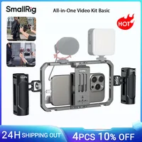 SmallRig-Kit de plataforma de vídeo para teléfono inteligente, jaula Universal para teléfono con asas, estabilizador de funda para Vlogging de cine portátil para iPhone-4121
