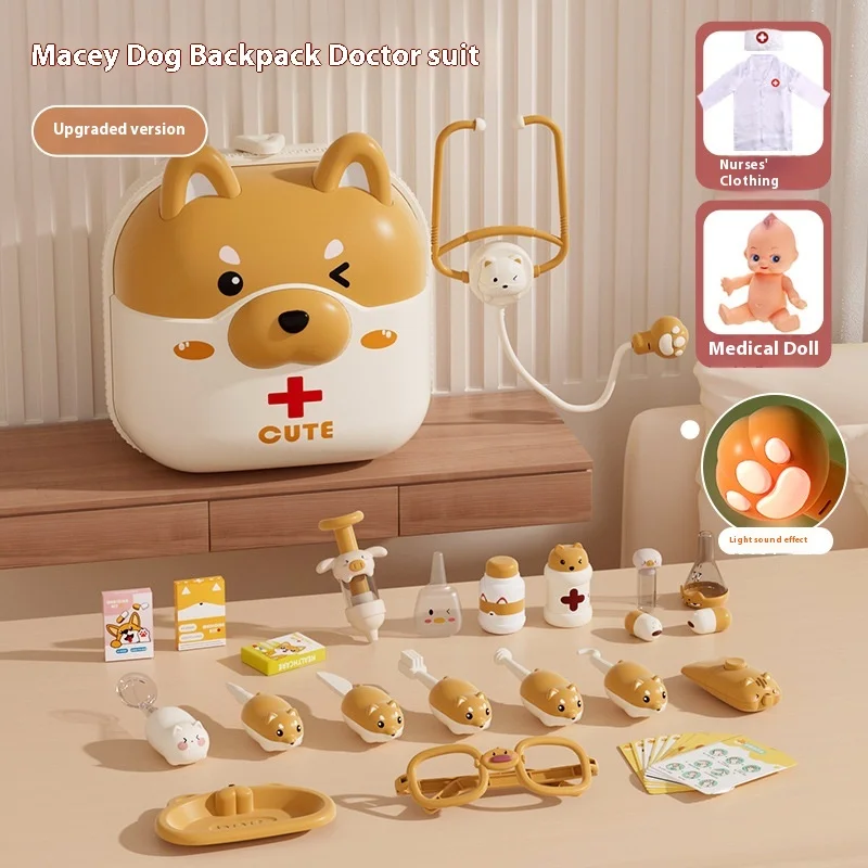 Ensemble de jouets de médecin pour animaux de compagnie, sac à dos pour chiot, dentiste, infirmière, jeu de plis, maison de jeu pour garçons et filles, boîte à outils médicale, sac Corgi, cadeau pour enfants