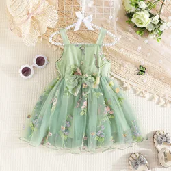 Cute Baby Girls Summer Floral Dress Princess Party Tulle Flower Dresses Toddler Infant Girls Mesh Tutu Dress 1-5Y Clothing