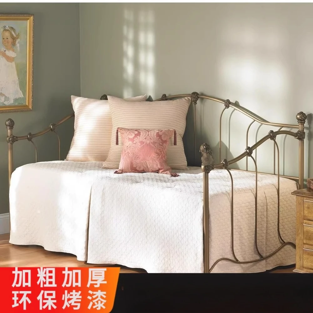 Sofá-cama de ferro forjado, simples, princesa, sentado e dormir, pequeno apartamento, push-pull