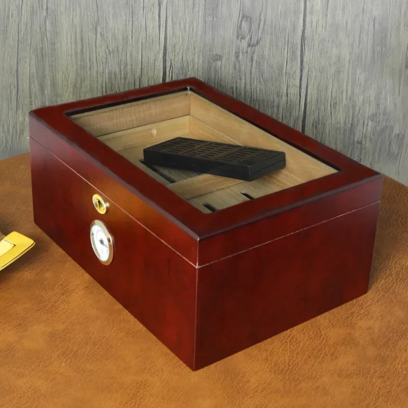 Luxury Cedar Wood Cigar Humidor Large Capacity Storage 200pcs Solid Wood Cigar Humidor With 2 Hygrometer Humidifier Cigar Box