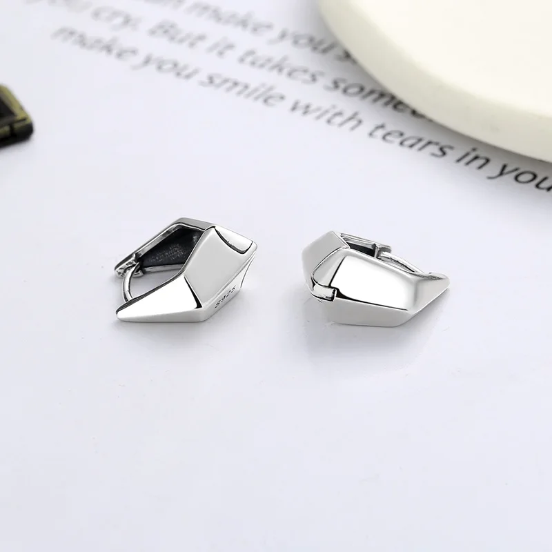 

Geometric Irregular Section Design Sense 925 Sterling Silver Trendy Hip-Hop Style Earrings