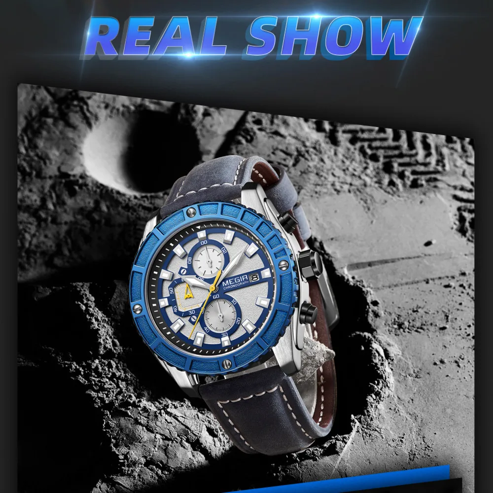 MEGIR-Reloj deportivo militar para Hombre, cronógrafo de pulsera de cuarzo, informal, luminoso, a la moda