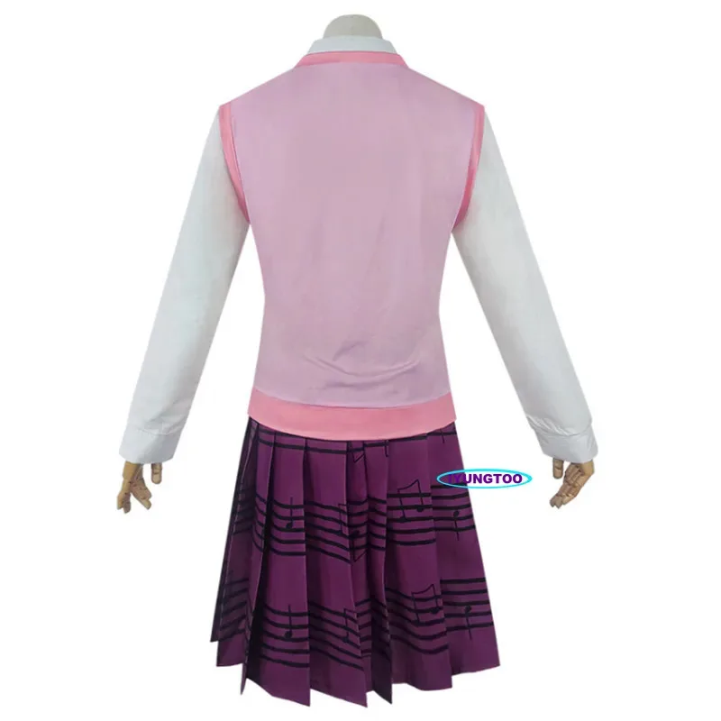 Danganronpa V3 Kaede Akamatsu disfraces Cosplay vestidos de mujer camisa de Anime chaleco falda calcetines chica JK uniforme escolar