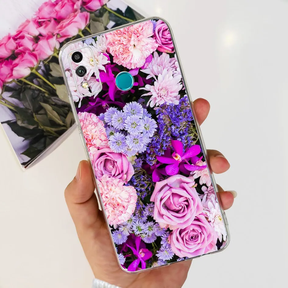 For Cover Honor 9X Lite Phone Case New Fashion Flower Marble Transparent Silicone Soft Back Cover For Honor9X Lite JSN-L21 Coque