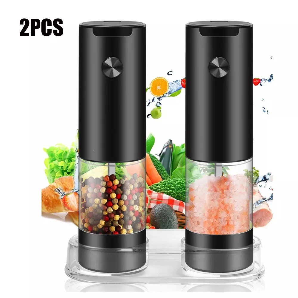 

2PCS Electric Salt and Pepper Grinder Mill Shaker Automatic Stainless Steel