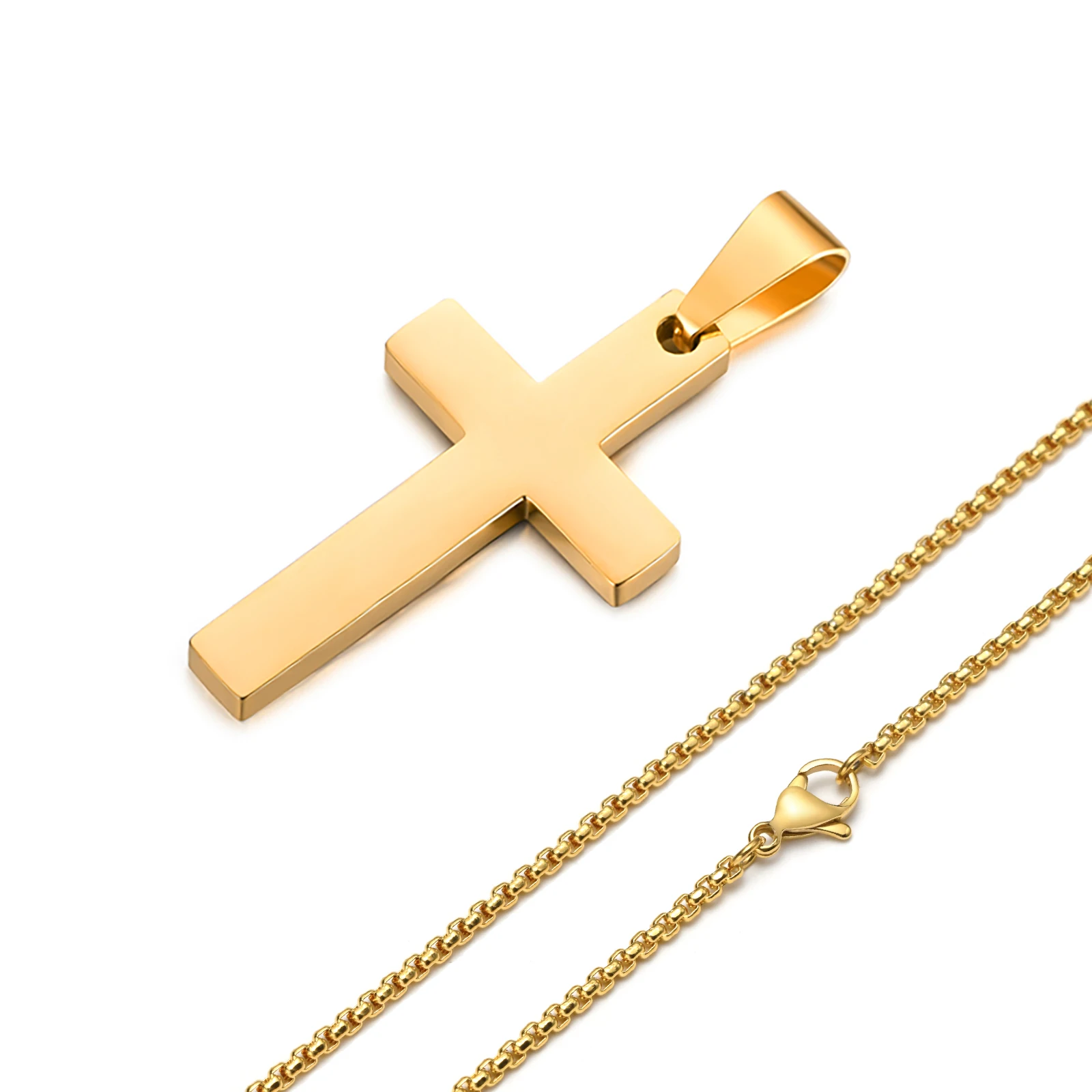 Wasserdichte Kreuz-Halsketten für Männer, männliche Geschenke, Schmuck, Anti-Allergie-Edelstahl, schlichter Kreuz-Anhänger mit Seilkette