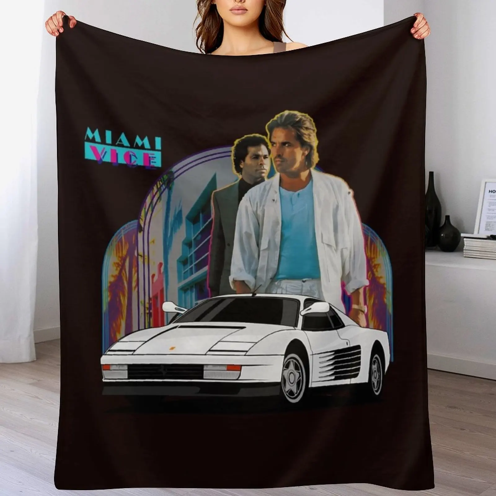 

Miami Vice Testarossa Throw Blanket Hair for winter warm winter Plaid Blankets