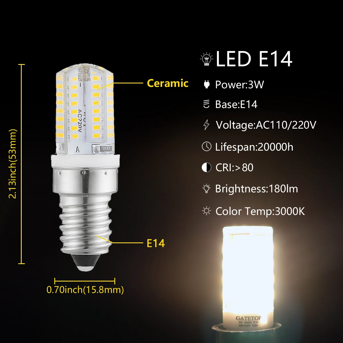 LED 미니 소형 전구 실리콘 PC 소재, 220V E14 높은 루멘, 샹들리에 사무실 거실 쇼핑몰 조명에 적합, 1-10PC