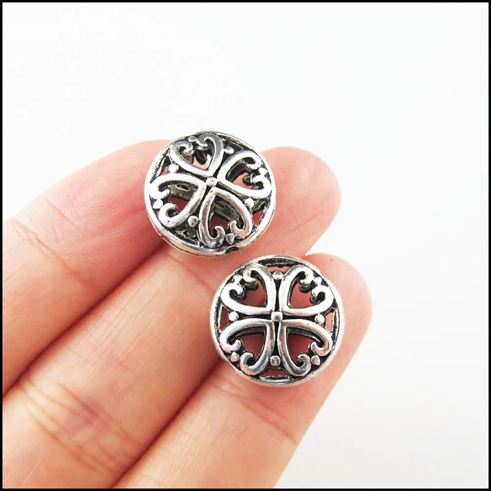 8pcs Round Flat Flower Heart Charms for DIY Crafting