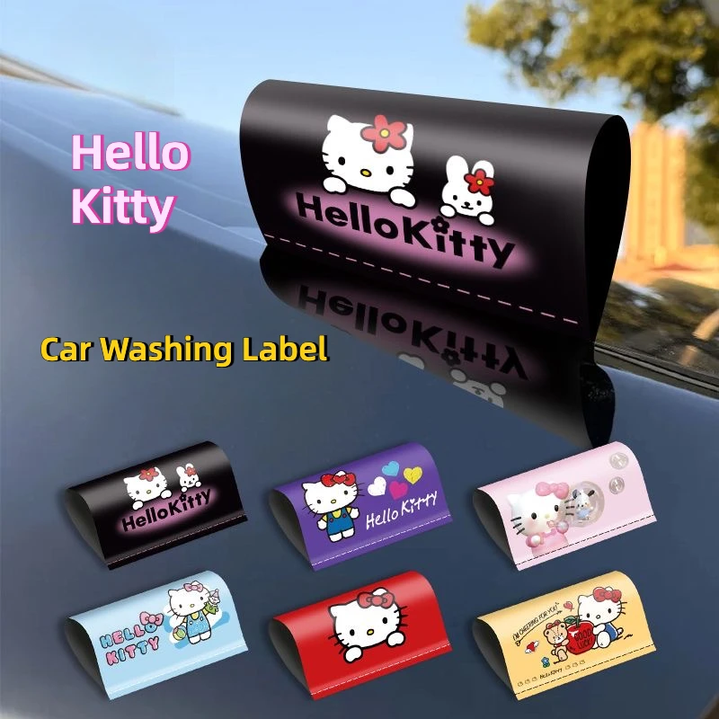 

Hello Kitty Car Washing Label Logo Sticker Creative Waterproof Sunscreen Window Rear Door Decoration Toy Sticker Decals