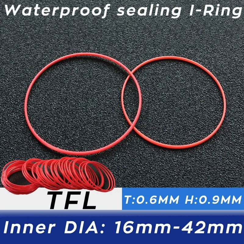 الأحمر طوقا 0.6 مللي متر 0.9 مللي متر سميكة 16-42 مللي متر 0.9 مللي متر عالية يا خاتم صالح ساعة الغطاء الخلفي حلقة لإحكام الإغلاق الساعات إصلاح أجزاء #1