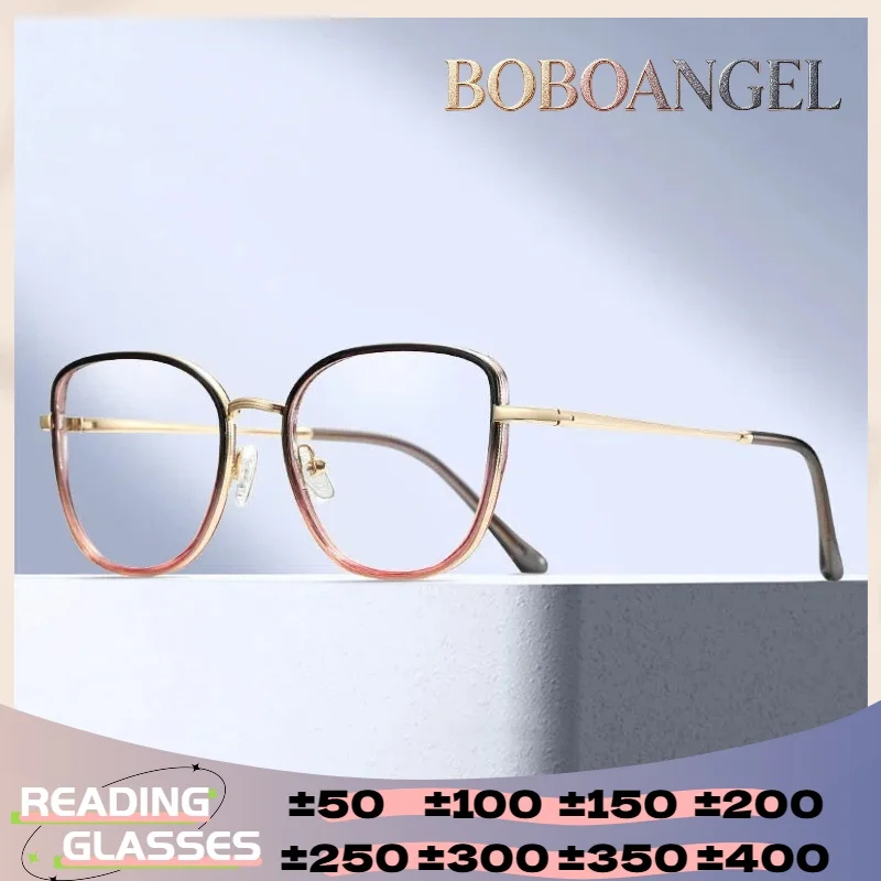 

BOBOANGEL Reading Glasses Women Square Decor Vintage Optical Anti Blue Ray Myopia Progressive Prescription Eyeglasses