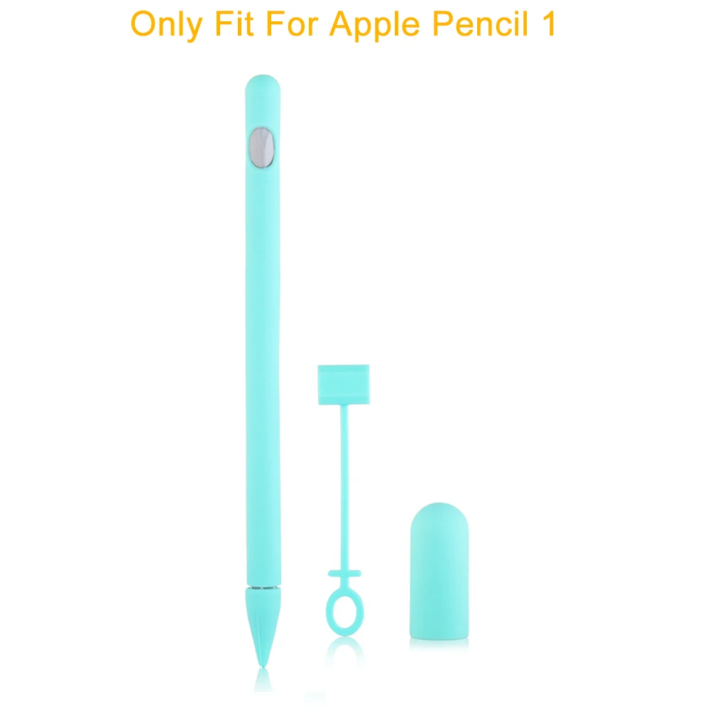 Case for IPad Tablet Touch Pen Stylus Protective Sleeve Case 4-in-1 Colorful Soft Silicone Cover for Apple Pencil 1st Generation