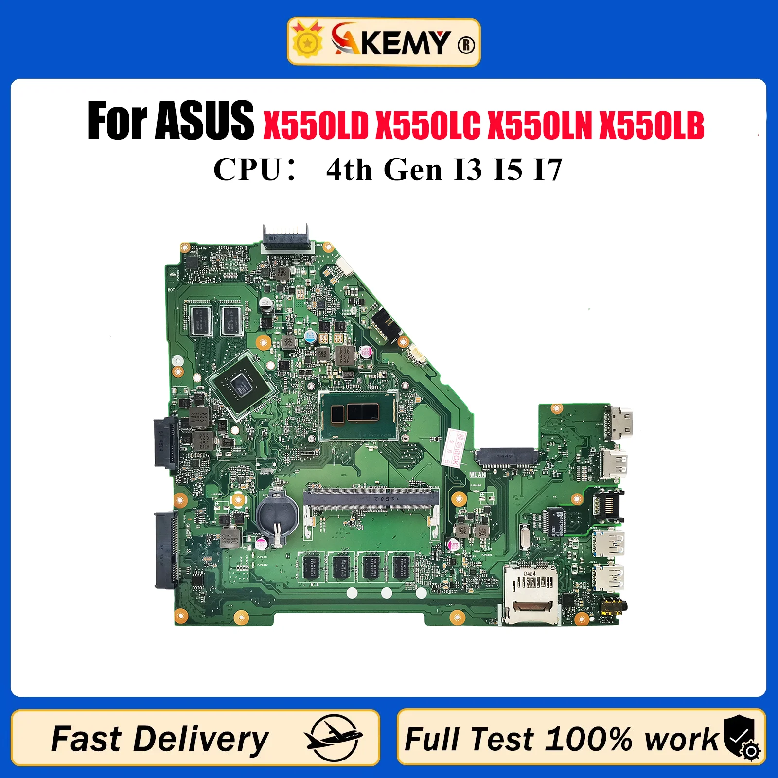

Материнская плата для ноутбука X550LD ASUS VivoBook X550L R510L X552L Y581L X550LD X550LC X550LN X550LB с процессором I3 I5 I7 stk