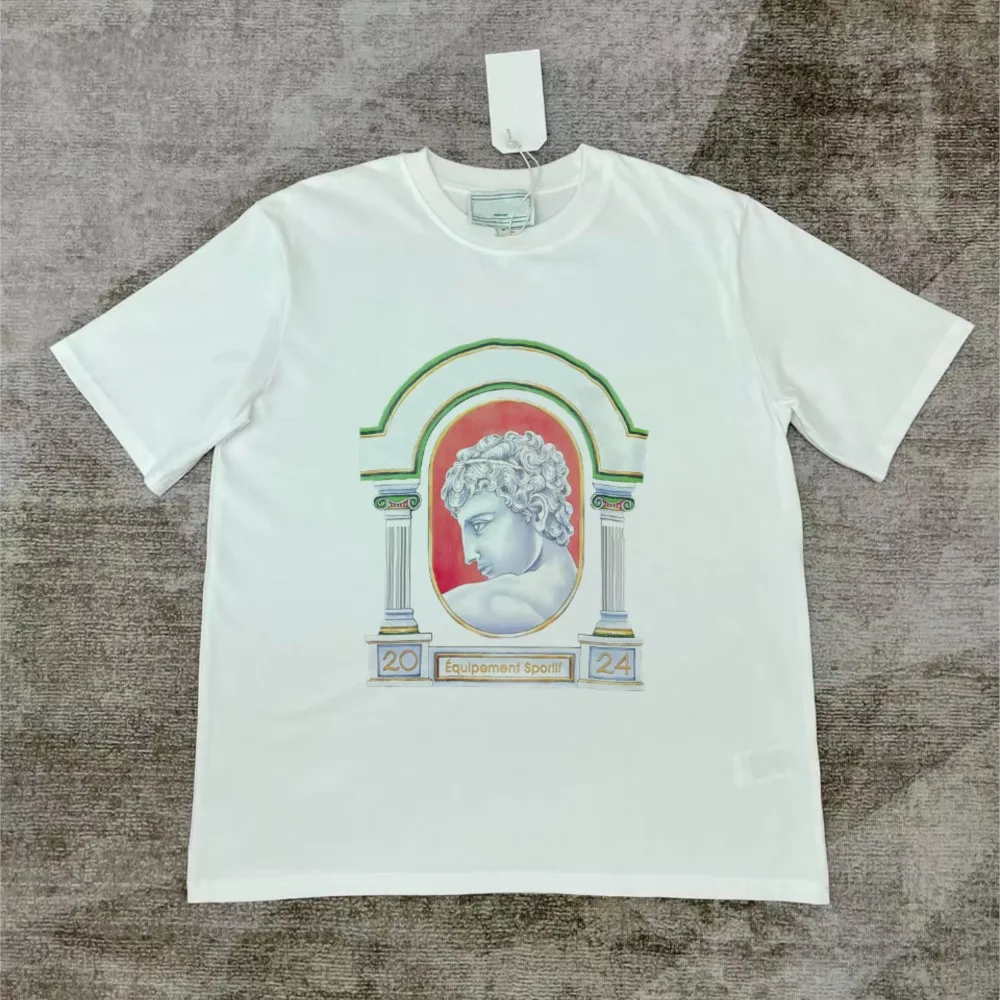 Oversized High Quality Roman column statue Printed T-Shirt Men Women HipHop Streetwear Oversized O-Neck Cotton Tee