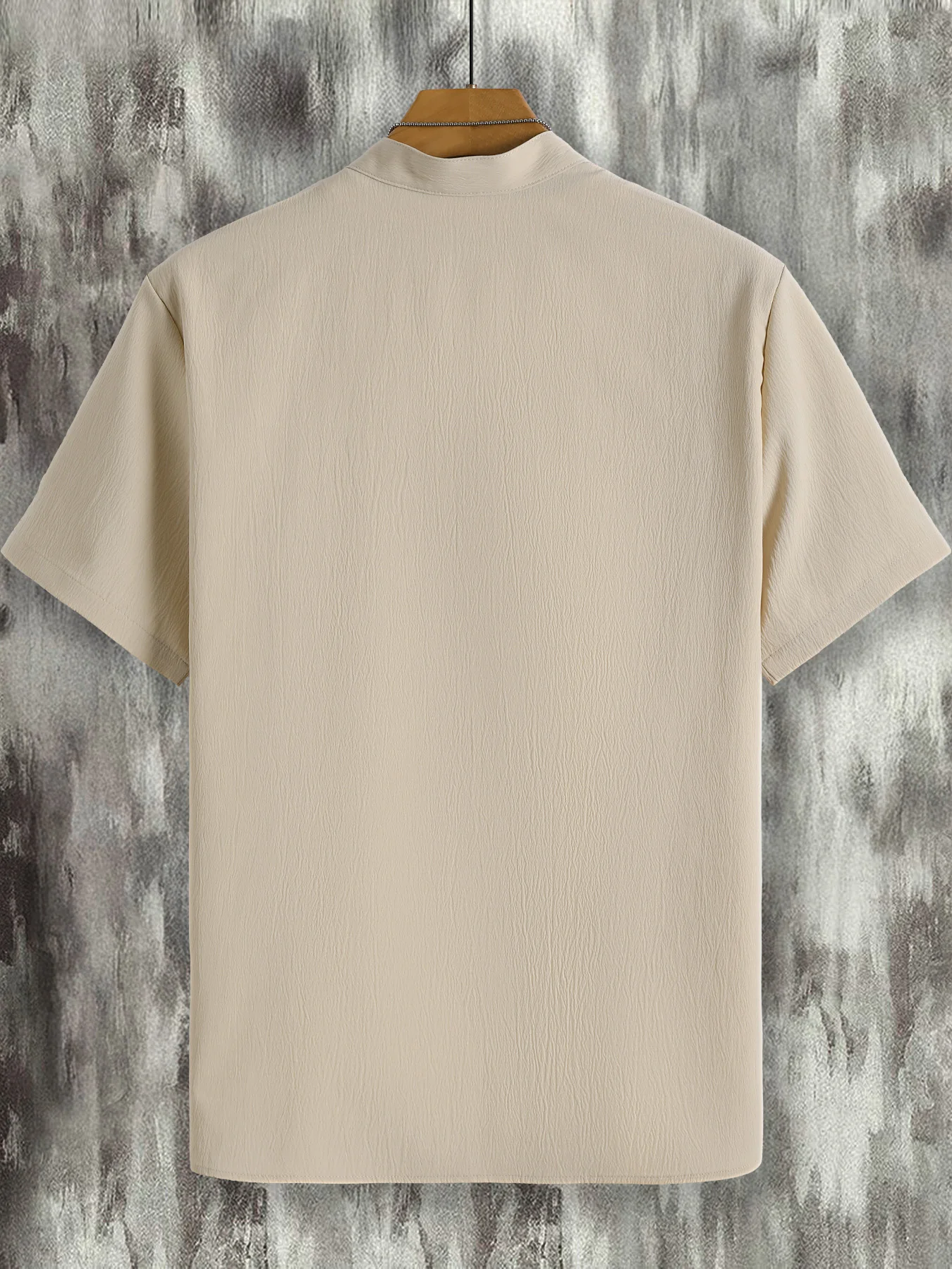 Men's Stand Collar Ice Silk Short Sleeve Shirt |   Summer Loose Breathable Casual Shirt