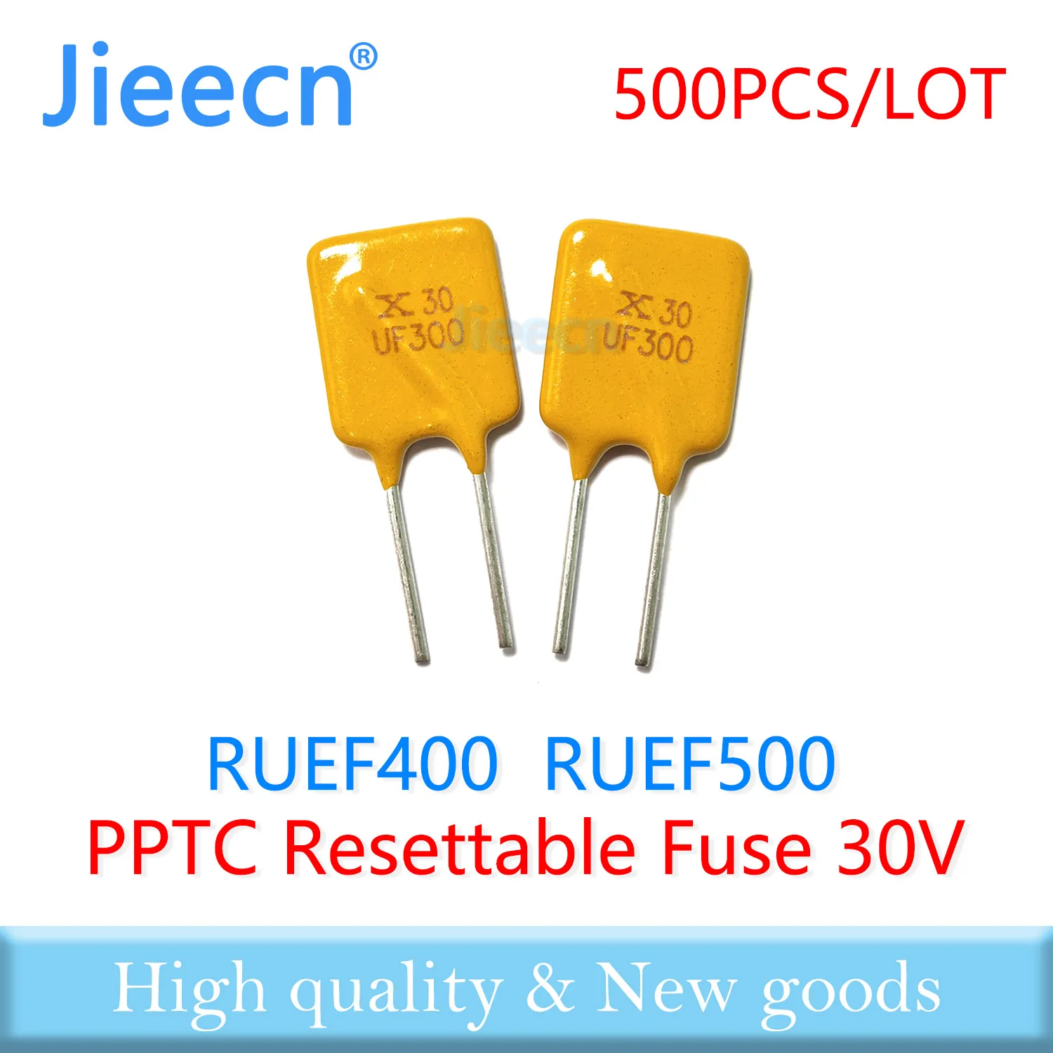Jieecn 500PCS RUEF400 RUEF500 30V 4A 5A UF400 UF500 JK30-400 JK30-500 Resettable Fuse PPTC DIP Chinese High Quality RUEF JK30