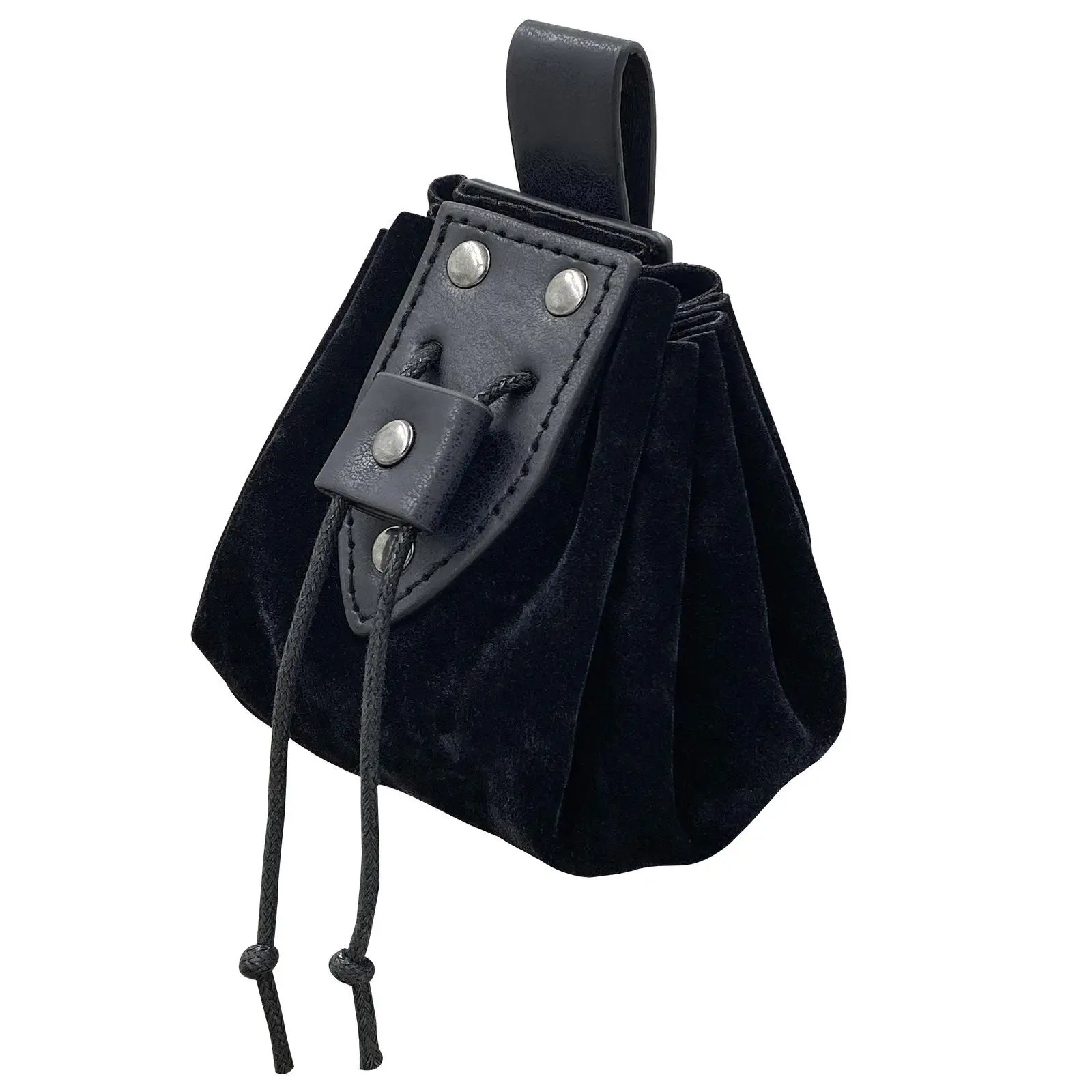 Medieval Waist Pouch Viking Belt Bag Drawstring Closure with Metal Buckle for Historical Reenactment Costume