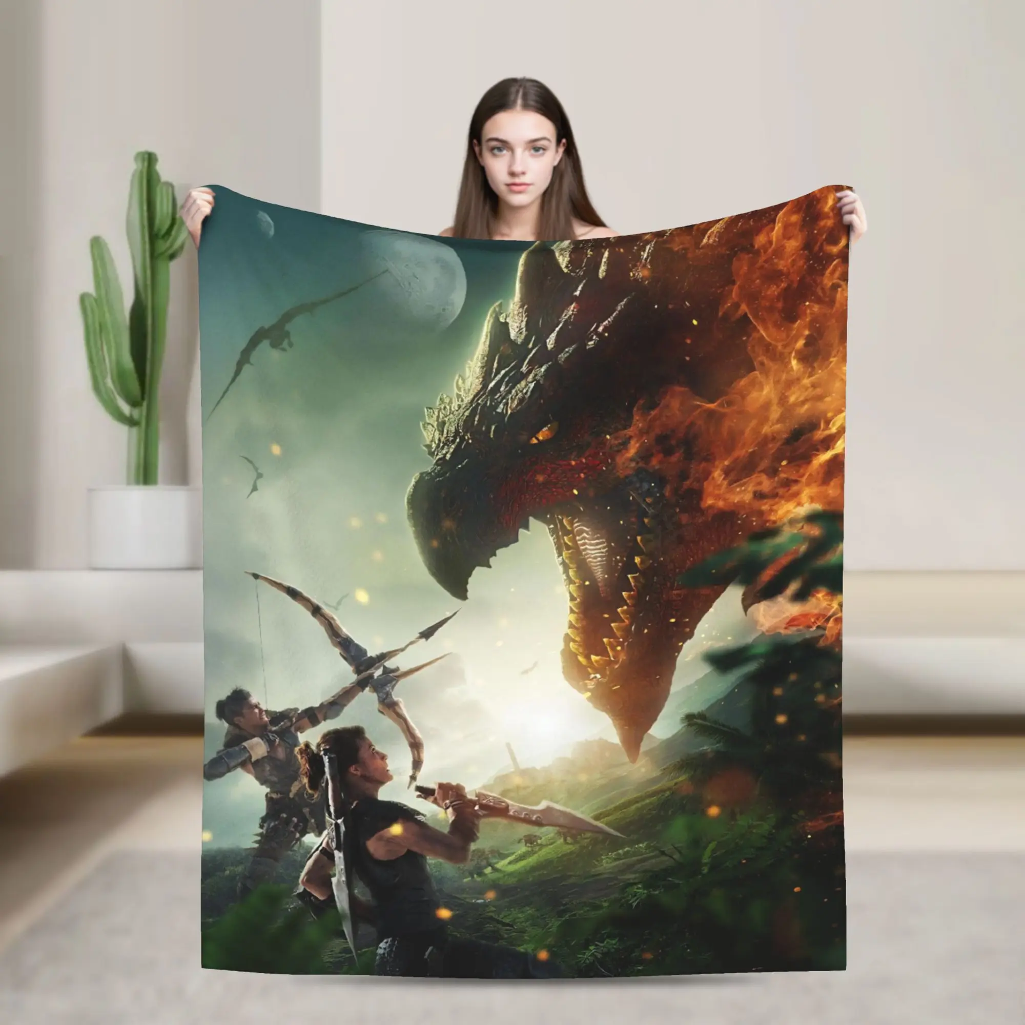 Monster Hunter Wilds Flannel Blanket Spring  Soft Durable Throw Blanket for Kids Adult Couch Bed  Bedspread Sofa Bed Cover