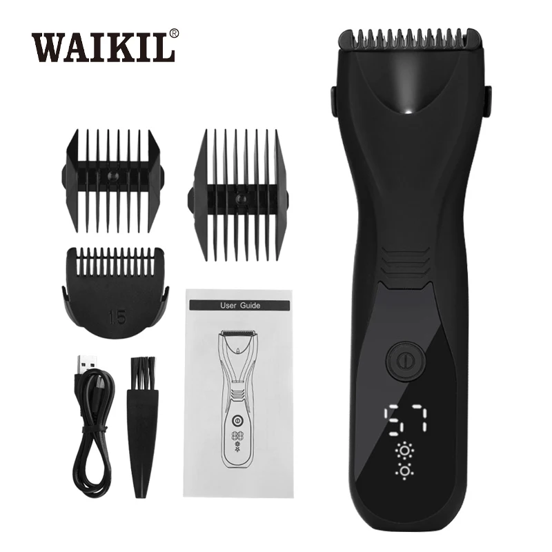 

WAIKIL Professional Men's Electric Body Hair Trimmer with Blade Hair Clipper USB Charging Cordless Digital Whitening Device