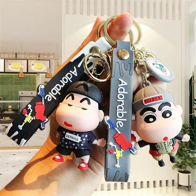 Cute Anime Cartoon Crayon Shin Chan Sauce Ice Cream Keychain Cute Doll Pendant Car Key Ring Decoration Accessories Jewelry Gifts