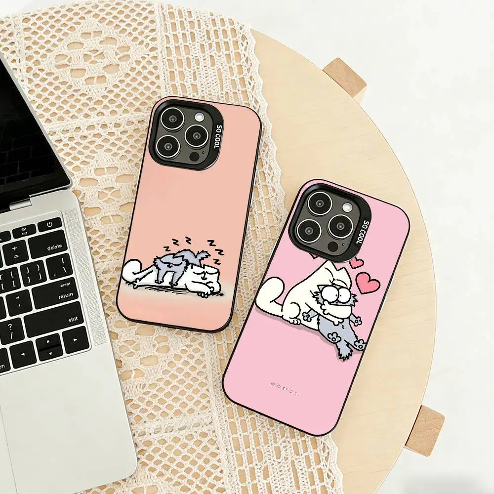 

Simons Cat Phone Case For iPhone 17,16,15,14,13,12,11 Plus,Pro Max,XS,Colored silver phone case